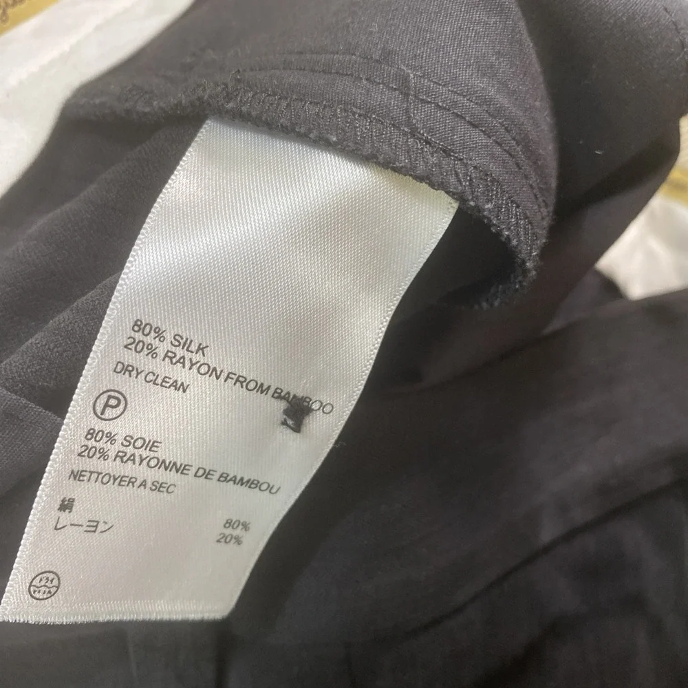 Tommy Bahama Mens Dress Pants Black Silk Blend Cuffed‎ Hem Pleated Front 35x32